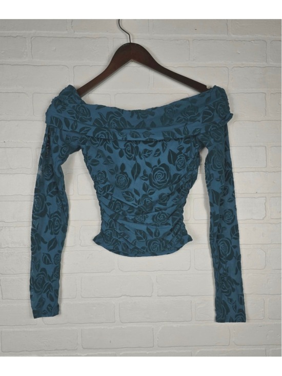 Wild Fable Tops - Women's Wild Fable Long Sleeve Rose Print Top, Blue/Black, Size XS